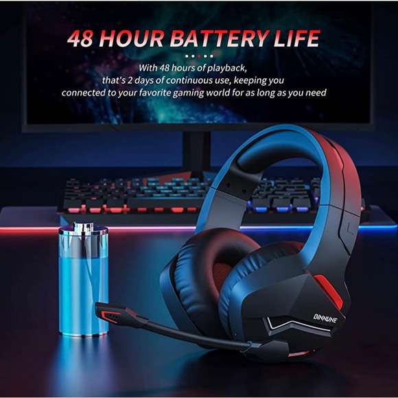 Wireless Gaming Headset with Microphone Wireless Bluetooth USB Gamer Headphones - Picture 7 of 8